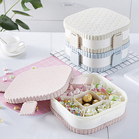 BELO百露干果分格果盘盒 创意饼干盘客厅零食坚果果盘家用带盖