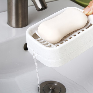 CHAHUA 茶花 沥水肥皂盒家用北欧创意不带盖大号塑料简约欧式双层香皂盒
