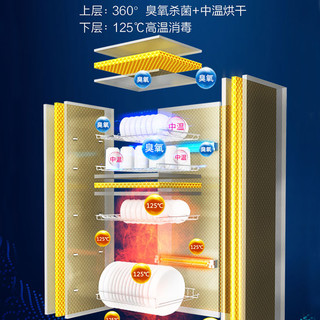 Canbo 康宝 320L家用商用餐饮立式双门不锈钢碗筷碟刀酒杯收纳二星消毒柜