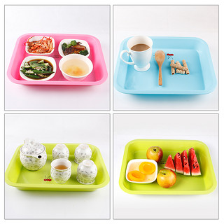 茶花托盘长方形家用简约小菜盘欧式放餐具水杯水果茶杯盘塑料茶盘