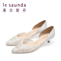 莱尔斯丹 le saunda 尖头中空细跟小猫跟包头女单鞋凉鞋9M29208