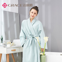 GRACE 洁丽雅 酒店纯棉柔软吸水浴袍 春夏睡袍成人男女全棉情侣薄款浴衣
