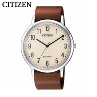 CITIZEN 西铁城 日本官方正品简约复古光动能皮带情侣对表BJ6501/EM0571