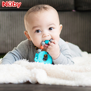 美国Nuby 硅胶牙胶不可水煮牙咬胶玩具婴儿牙胶可做牙胶奶嘴链