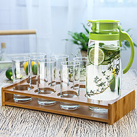 鸥欣 Ocean进口玻璃冷水壶耐高温凉水壶凉水杯家用杯子客厅茶壶带竹托盘套装