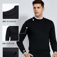 才子 TRIES男装冬季商务休闲羊毛衫男士青年修身圆领打底内搭毛衣针织衫