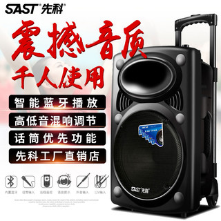 15寸先科广场舞音响户外拉杆音箱便携式移动K歌蓝牙无线话筒重低音大功率播放器充电直播唱歌家用室外可插U盘