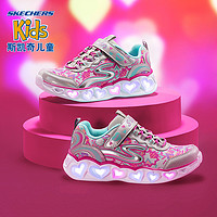 Skechers斯凯奇童鞋魔术贴女童开关闪灯鞋发光鞋卡通印花运动鞋潮