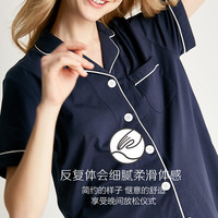 短袖长裤棉质情侣睡衣女士套装红豆居家大码春夏开衫休闲家居服男