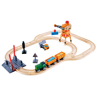 Hape 火车轨道起重机套 3岁+儿童益智玩具宝宝婴幼儿木质模型套装