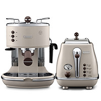 De'Longhi 德龙 Delonghi/德龙 复古家用半自动咖啡机ECO310+多士炉面包机吐司机