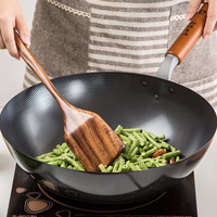 珍珠生活 日本进口家用轻便无涂层不易粘锅炒锅铁锅炒菜锅平底锅