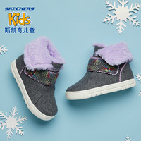 Skechers斯凯奇冬季女童加绒保暖小童休闲冬靴89015N