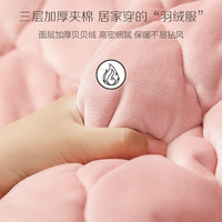 珊瑚绒夹棉睡衣女冬季加厚红豆加绒套装保暖情侣家居服法兰绒男士