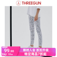三枪×纽约时装周定制款坦尼斯设计印花时尚保暖裤女打底秋冬长裤