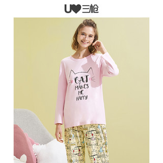 三枪睡衣女纯棉春夏纽约设计印花可爱家居服卡通全棉女士居家套装