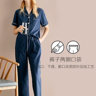 情侣睡衣短袖长裤棉套装空调衫宽松红豆居家薄款夏季男女士家居服