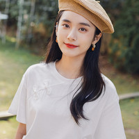 茵曼梨涡|复古文艺2020夏装新款古着汉服改良版短袖纯棉圆领t恤女
