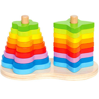 Hape彩虹渐变堆塔 叠叠高1-2岁婴幼儿童益智玩具宝宝堆堆乐男女孩