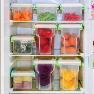 日本爱丽思IRIS 冰箱内密封食品保鲜盒冷藏收纳盒子长方形水果盒 2L/天蓝色 (22.5*15.3*11.2cm)