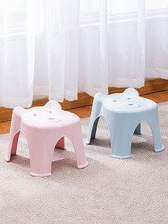 CHAHUA 茶花 塑料儿童卡通小板凳加厚防滑幼儿园家用可爱简约凳子单个装 1个装：28.6*28.6*22.1 怡静粉