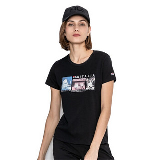 斐乐（FILA）女子短袖T恤 深黑-BK S