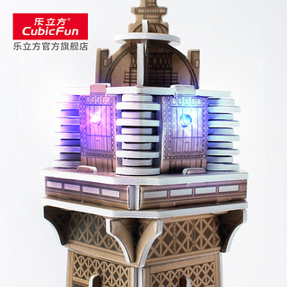 乐立方埃菲尔铁塔拼图摆件模型迪拜塔拼装摆设生日礼物3d立体手工 豪华版·埃菲尔铁塔（送LED灯）