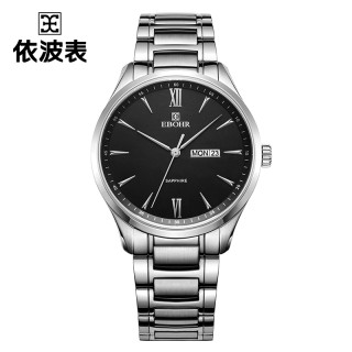 EBOHR依波表情侣对表官方正品男表防水简约时尚大气女表5044 女表黑盘50440122