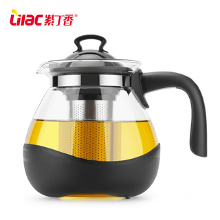 紫丁香耐热玻璃茶壶大号单壶过滤花茶壶红茶具套装家用冲泡茶水壶 700ml茶壶五件套WG106