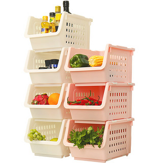宝优妮蔬菜收纳筐厨房菜架子置物架多层可叠加放水果塑料杂物篮子 升级款 9049-2（4只装）