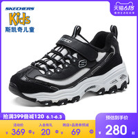 Skechers斯凯奇秋冬男女童加绒熊猫运动鞋 休闲老爹鞋664062L 27.5 全黑色/BBK