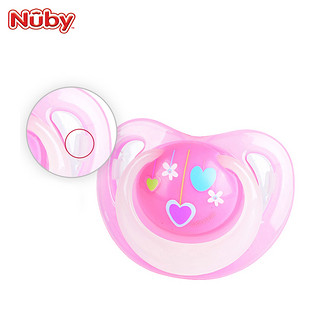 美国Nuby硅胶拇指型安抚奶嘴软新生儿安睡型仿真奶嘴带盖2只装 粉红 卡通  2只装 0-6月