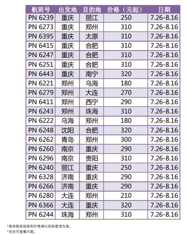 西部航空暑期特惠！国内多地机票