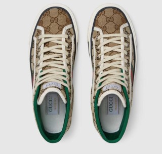 GUCCI 古驰 Tennis 1977系列女士经典GG高帮帆布鞋