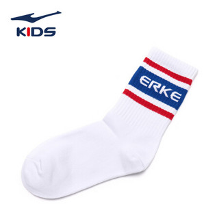 【商场同款】鸿星尔克(ERKE)童装中大童男童吸汗舒适休闲袜 73320183014 正白 XL