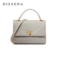 迪桑娜（DISSONA） 女包复古质感手提包 欧美时尚包包单肩包斜挎包 81940140016100 浅灰色