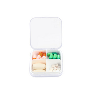 BUBM 便携药盒迷你收纳分药盒子一周药丸药盒 BXYH-D 小号 优雅白