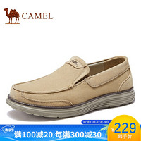 骆驼（CAMEL） 帆布鞋百搭休闲商务低帮套脚男乐福潮鞋男 A032307640 沙色 40