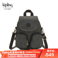 kipling凯普林双肩包单肩包（两用） 女背包书包女包猴子包小背包 深灰牛仔黑KI396573P