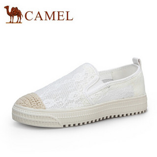 骆驼（CAMEL） 女士 清新休闲草编透气平跟松紧带渔夫鞋 A012266212 白色 37