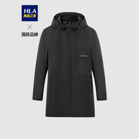 HLA海澜之家风衣男2020秋季净色连帽款长款防风外套HWFAD3Q010A 黑色(11) 175/92A(50) cz