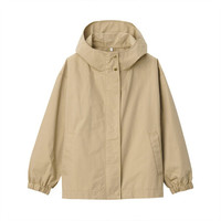 無印良品 MUJI  女式 不易沾水 风帽夹克衫 米色 XS-S