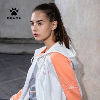 KELME/卡尔美 2020春季新款休闲短款几何线条卫衣外套女连帽外套WT60152001 黑色 M/160