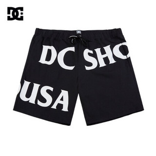 DCSHOES 2020春夏新款LOGO胶印系带男士休闲运动短裤GDYWS20104 黑夹色 S