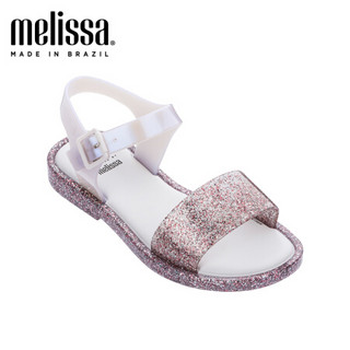 melissa梅丽莎2020春夏新品平底中童凉鞋 闪光粉/珍珠色 内长18.5cm