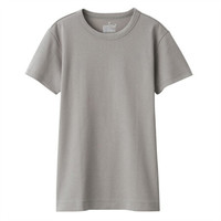 無印良品 MUJI 女式 双罗纹编织 圆领短袖T恤 灰色 XS