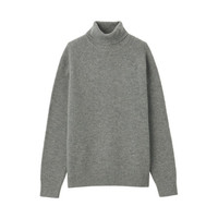  無印良品 無印良品 MUJI  男式 减轻颈部刺痛感 中针距 珠地网眼高领毛衣 灰色 S