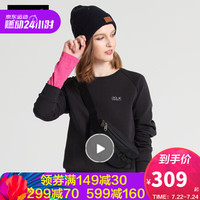 Jack Wolfskin狼爪官方女装春季新款户外舒适休闲透气时尚印花设计圆领套头卫衣5719041 5719041-6000/黑色 S 165/88A