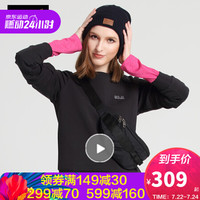 Jack Wolfskin狼爪官方女装春季新款户外休闲柔软舒适时尚印花设计圆领套头卫衣5719041 5719041-6000/黑色 M 170/92A