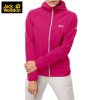 Jack Wolfskin/狼爪官方女士春季新品户外防风透气不易沾水弹力休闲软壳外套1305881 1305881-2010/牡丹红 M 170/92A